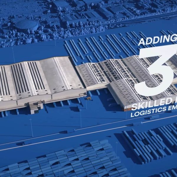 CGI warehouse from above from 3d animation
