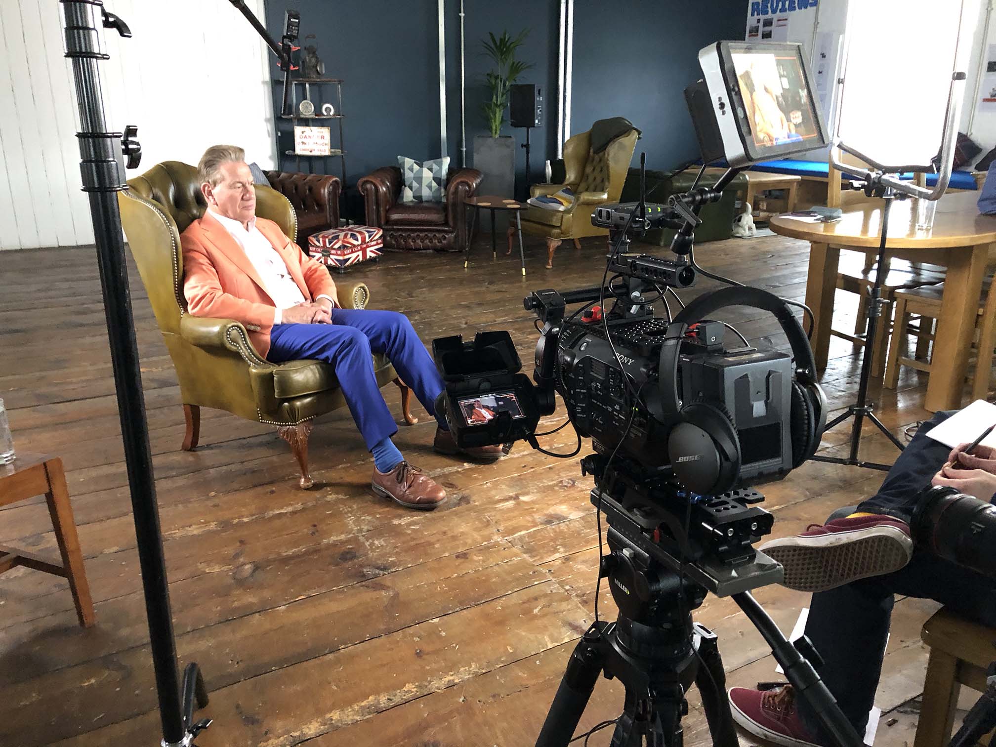 Single camera operator filming on location