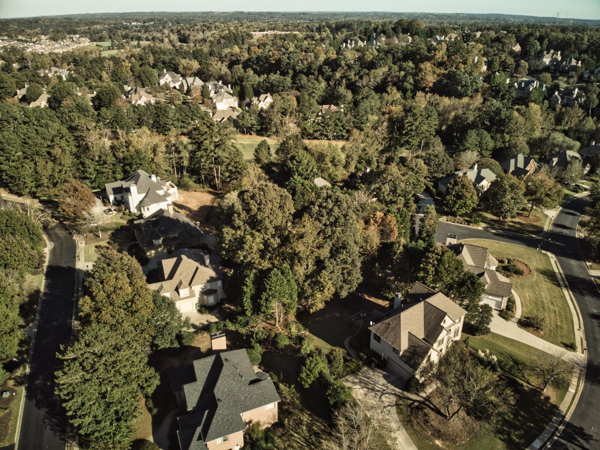 Aerial,View,Of,A,Beautiful,Suburb,In,Metro,Atlanta,In