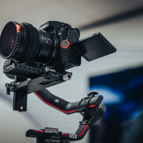 DJI RS2 gimbal with Panasonic Lumix camera rig used by Zealous Media videographers in Southampton