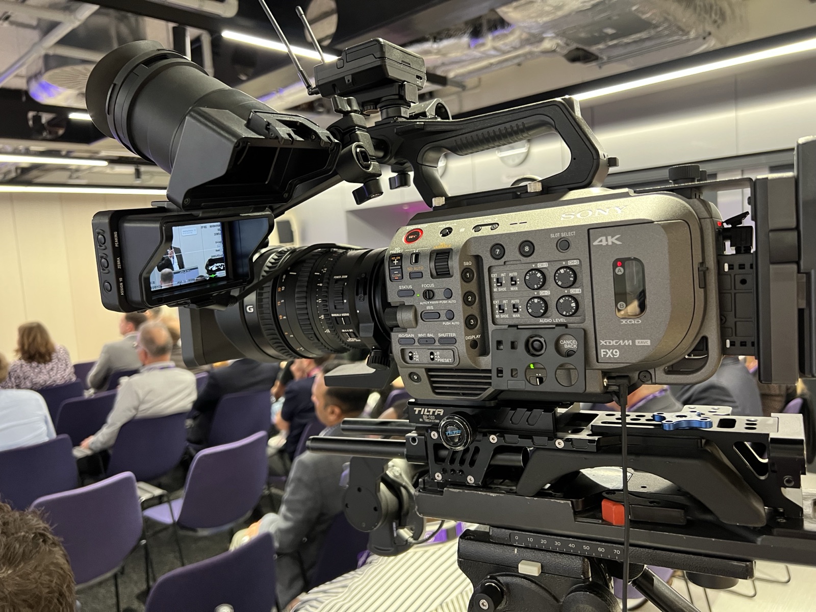 Sony FX9 filming audience at a conference centre